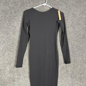 Skims Dress Womens Small Black Fits‎ Everybody Low Back Long Sleeve Bodycon Maxi